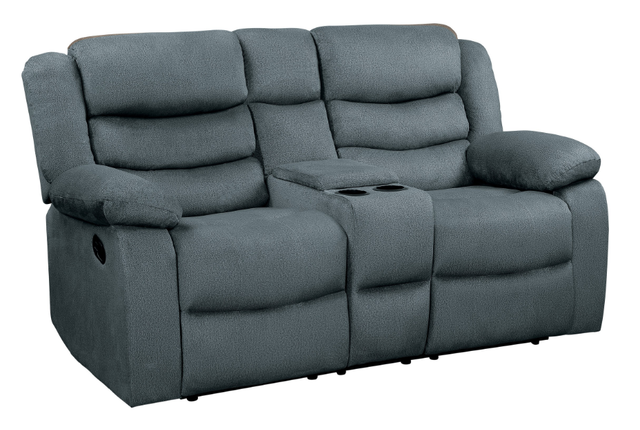 Homelegance® Discus Gray Reclining Loveseat with Center Console-0