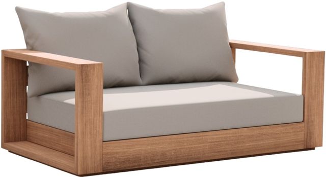 Meridian Furniture Tulum Gray Fabric/Teak Outdoor Loveseat-0