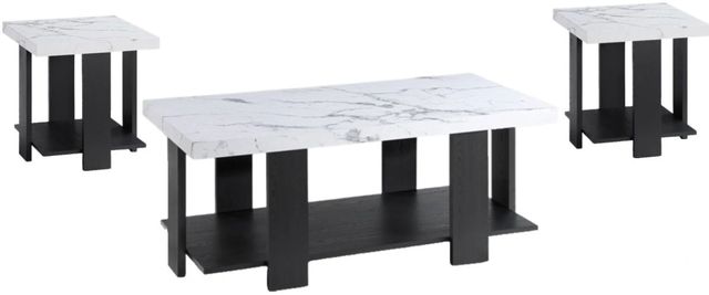 Crown Mark Ashton 3-Piece White Occasional Table Set with Black Base-0