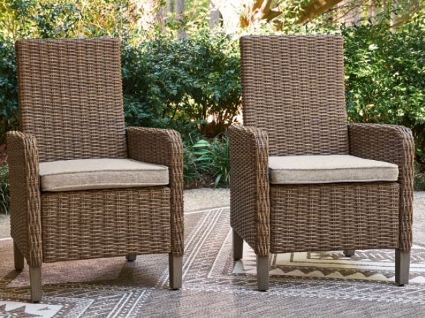 Signature Design by Ashley® Laguna Heights Beige-Gray Fabric/Resin Wicker Outdoor Arm Chair-1