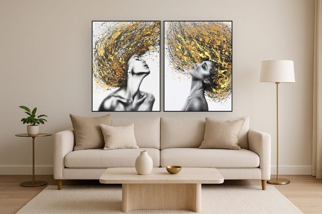 Classy Living 2-Piece Dramatic Golden Hair Wall Art Set-1