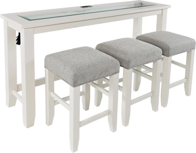 Jofran Inc. Urban Icon 4-Piece Gray/White Sofa Console and Stool Set-0