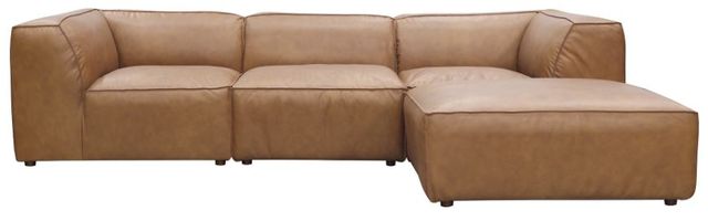 Moe's Home Collection Form Lounge 4-Piece Sonoran Tan L-Shaped Modular Leather Sectional and Ottoman-1