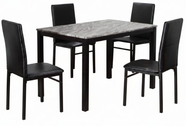 Cramco Julie 5-Piece Marble Top Dining Table with Black Base-0