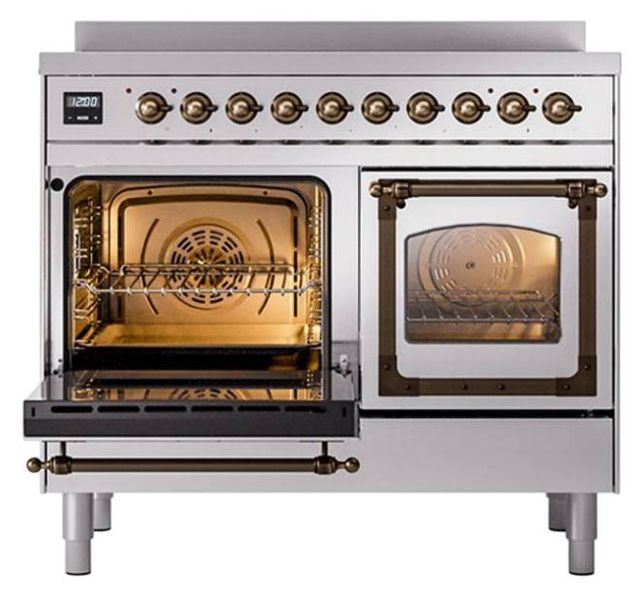 Ilve® Nostalgie II Noblesse 40'' Stainless Steel Pro Style Induction Range with Burnished Trim-3