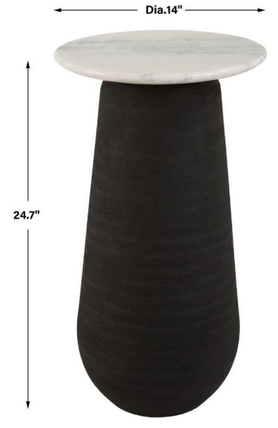 Uttermost® Total Eclipse White Accent Table with Matte Black Base-2