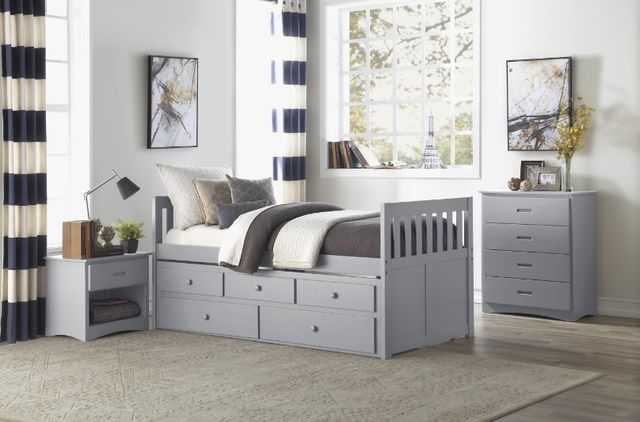 Homelegance® Orion Gray Twin Over Twin Trundle Bed-3