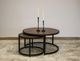 International Furniture Direct Blackburn Brown Cocktail Table with Blacksmithing Matte Black Base-1