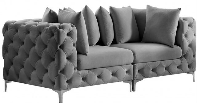 Meridian Furniture Tremblay Grey Velvet 78" Modular Sofa-1