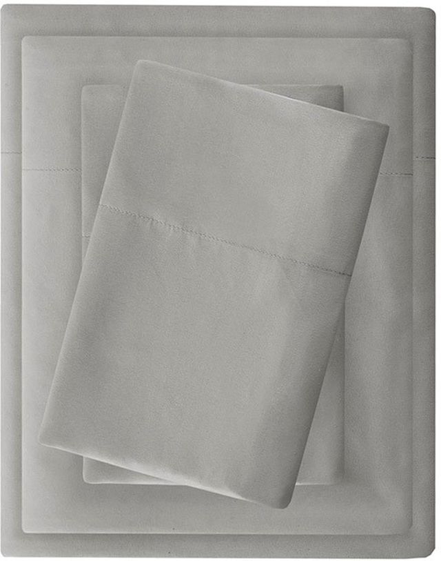 Olliix by Madison Park Grey Twin 3M Microcell All Season Moisture Wicking Lightweight Sheet Set-0