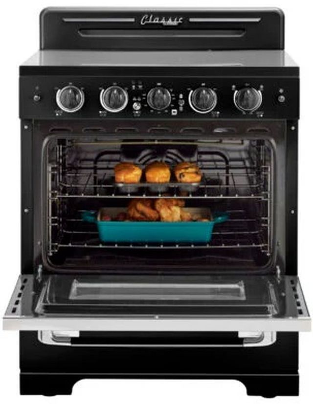 Unique® Appliances Classic Retro 30" Midnight Black Freestanding Electric Range-2
