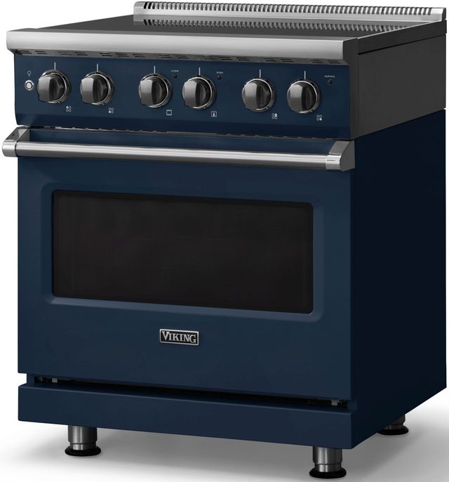Viking® 5 Series 30" Slate Blue Pro Style Electric Range with Polished Chrome Trim-2