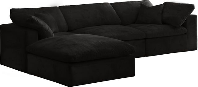 Meridian Furniture Cozy 4-Piece Black Velvet Cloud Modular Sectional-1