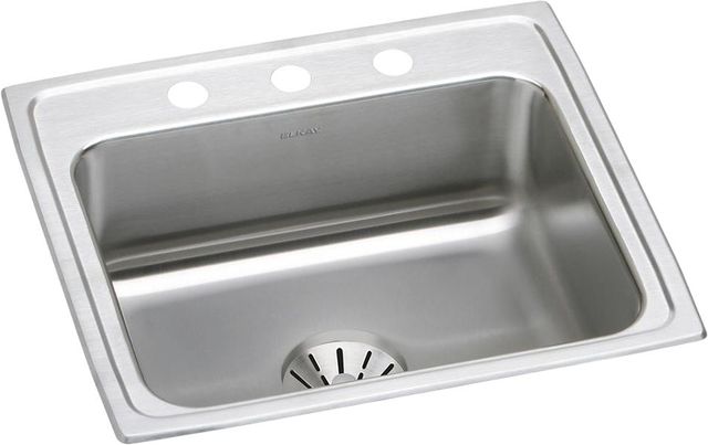 Elkay Lustertone® Classic Lustrous Satin 22" x 19-1/2" x 10-1/8" 3-Hole Single Bowl Drop-In Sink with Perfect Drain®-0