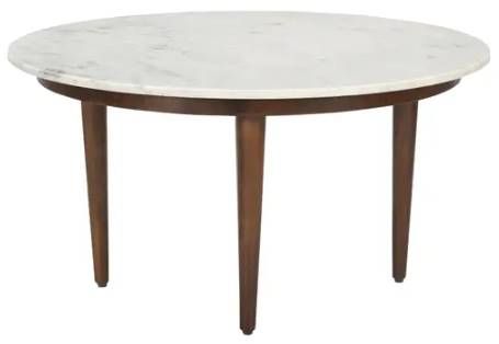 Moe's Home Collection Lark White Banswara Coffee Table with Brown Base-3