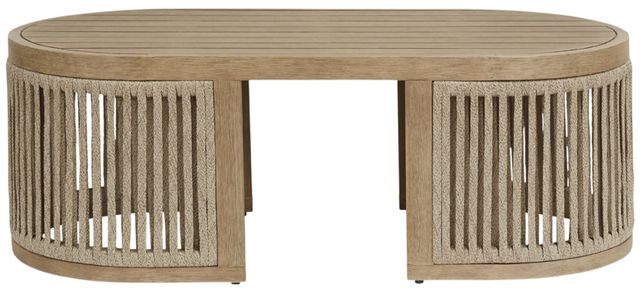 Signature Design by Ashley® Serena Shores Beige Wooden Outdoor Cocktail Table-1