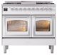 Ilve® Nostalgie II Noblesse 40'' White Pro Style Dual Fuel Range with Chrome Trim-1