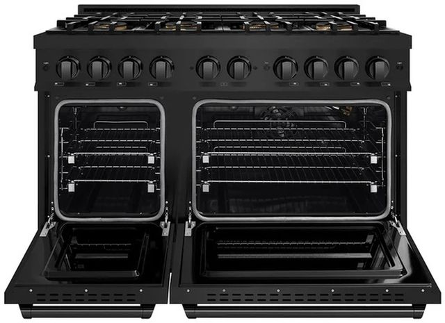 ZLINE 48" 6.7 cu. ft. Gas Range with 8 Burner DuoPro™ Cooktop and Dual Ovens in Black Stainless Steel-1