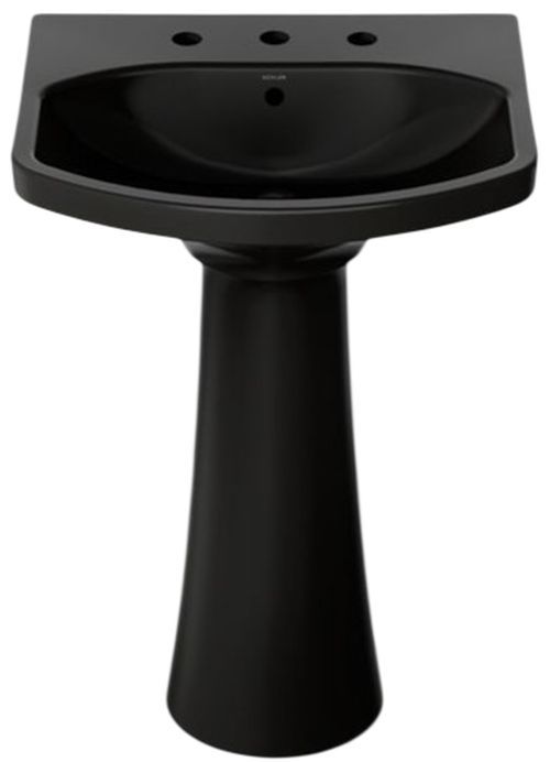 Kohler Cimarron® Black 22.75" Widespread Rectangular Pedestal Bathroom Sink-1