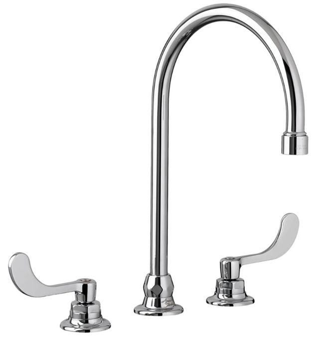 American Standard Monterrey® Polished Chrome 8" Widespread Gooseneck Faucet with Wrist Blade Handles and Flexible Underbody-0