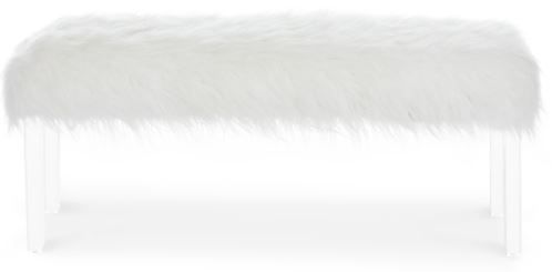 New Classic® Home Furnishings Marilyn White Faux Fur Bench-1