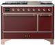 Ilve® Majestic III 48" Burgundy Pro Style Dual Fuel Natural Gas Range with Solid Door and Copper Trim-0