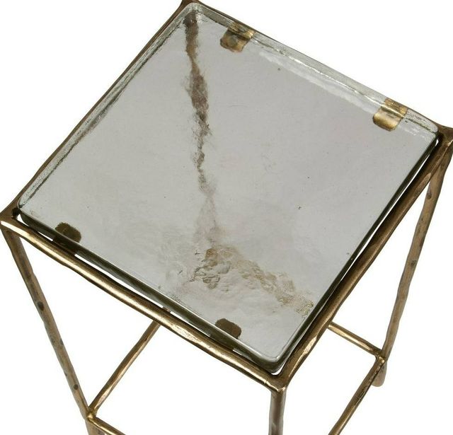 Uttermost® Ovard Glass Top Accent Table with Antique Gold Frame-3