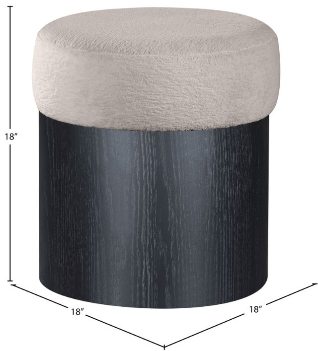 Meridian Furniture Nimes Beige/Black Velour Fur Ottoman-3