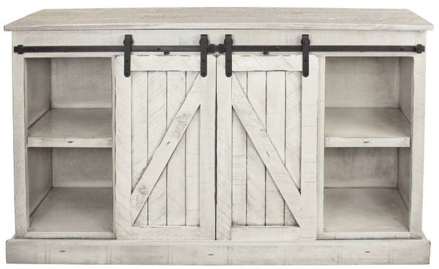 American Heartland Manufacturing Rustic White Tall Provincial Fireplace Console-2