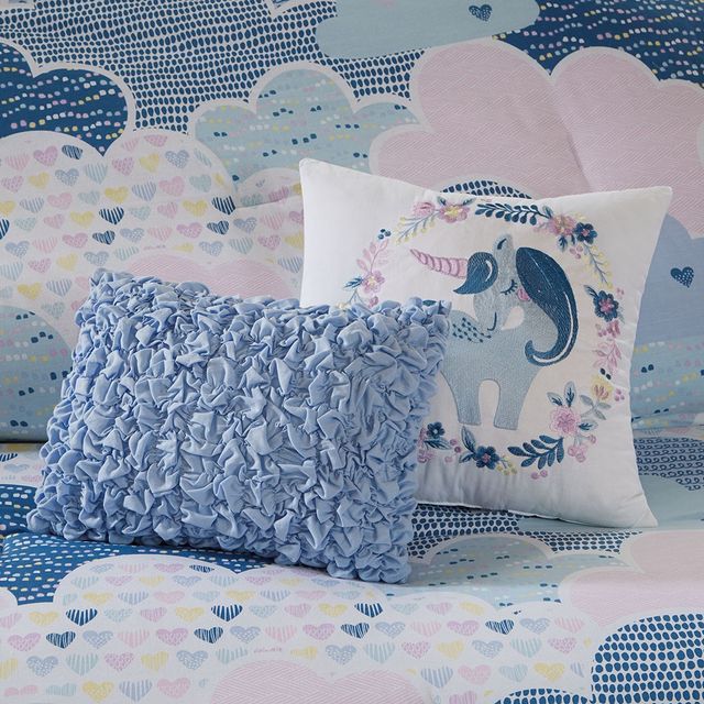 Olliix by Clean Urban Habitat Kids Cloud Blue Full/Queen Printed Comforter Set-2