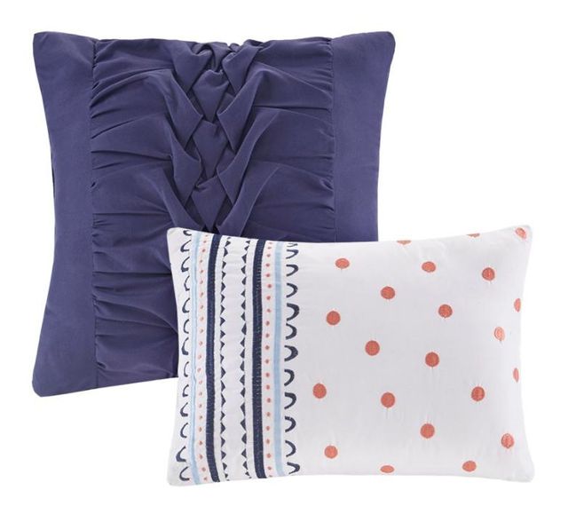 Olliix by Intelligent Design Odette Blue Full/Queen Boho Reversible Coverlet Set-3