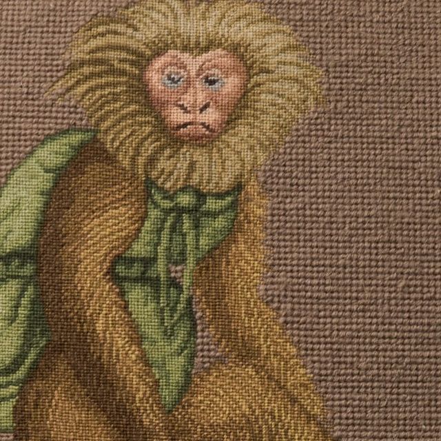 Nourison Home™ Mina Victory Vintage Pillow Taupe Monkey On Stone 19"x19" Throw Pillow-2