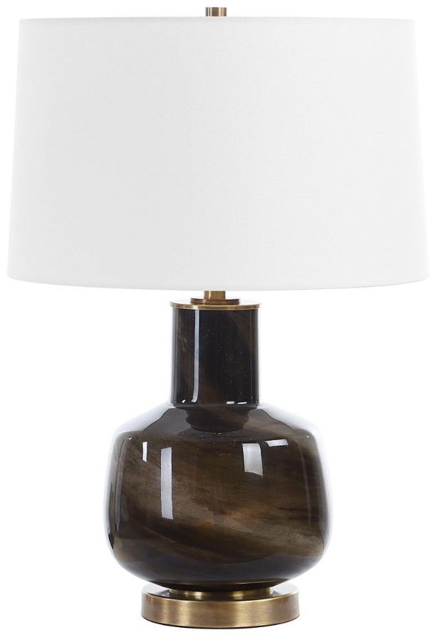 Uttermost® Buchanan Brass/Smokey Charcoal Table Lamp-0
