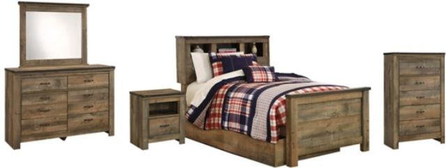 Signature Design by Ashley® Trinell 5-Piece Brown Twin Bookcase Bed Set-0