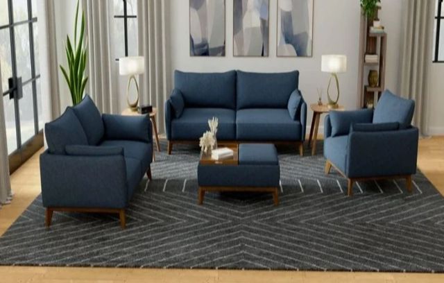 Emerald Home Aria Navy Ottoman with Reverse Trays-1