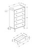 Monarch Specialties Inc. Grey Oak 5-Drawer Chest-2