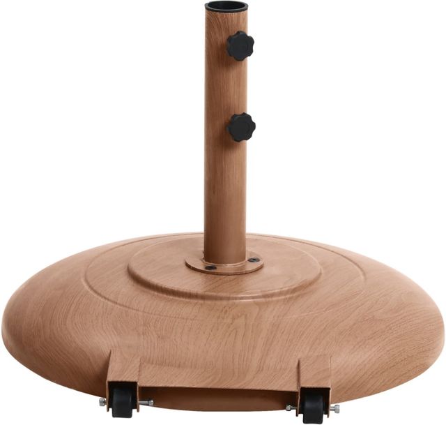 Meridian Furniture Amalfi Beige/Teak Aluminum Outdoor Patio Umbrella and Round Base-4