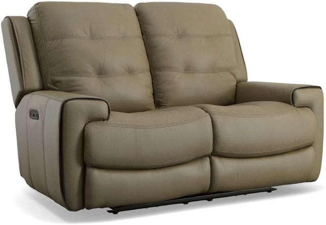 Flexsteel® Wicklow Brown Power Reclining Loveseat with Power Headrests-0