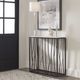 Uttermost® Reed Ivory Travertine Top Console Table with Dark Iron Base-1