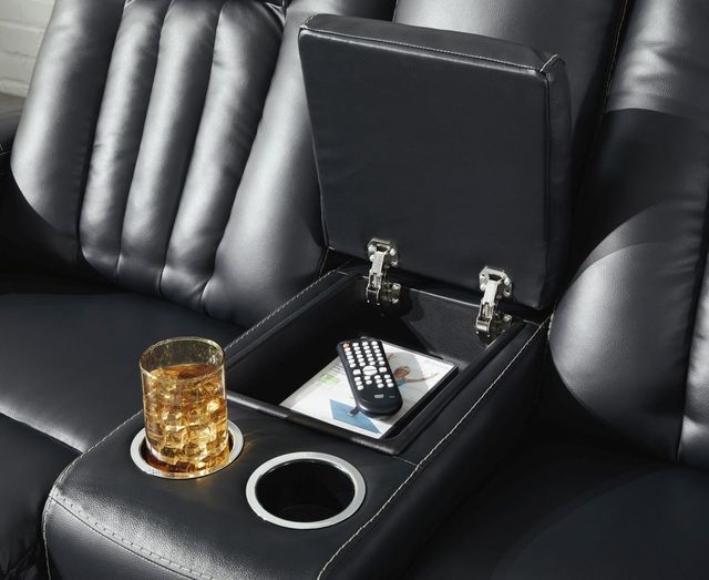 Signature Design by Ashley® Center Point Black Reclining Loveseat with Console-3