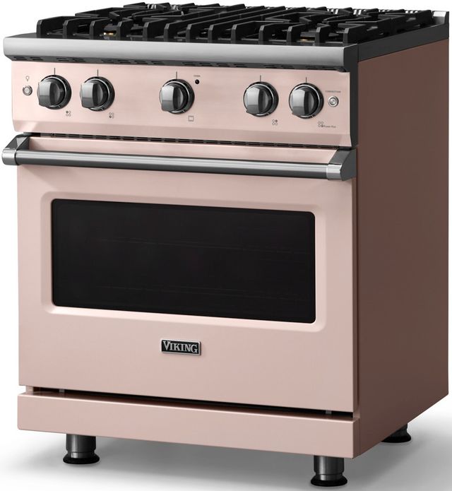 Viking® 5 Series 30" Blush Pro Style Gas (NG) Range with Polished Chrome Trim-2