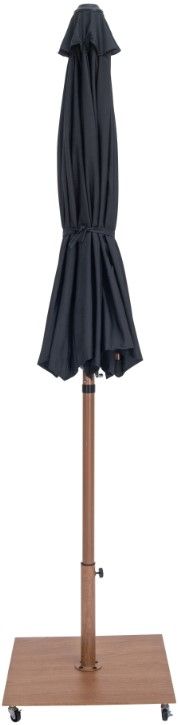 Meridian Furniture Amalfi Black/Teak Aluminum Outdoor Patio Umbrella and Base-1