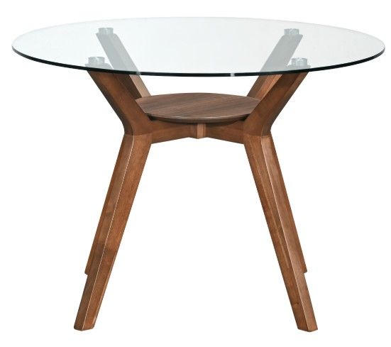 New Classic® Home Furnishings Oscar Glass Top Dining Table with Walnut Base-2