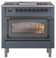 Ilve® Nostalgie II Noblesse 36'' Blue Gray Pro Style Dual Fuel Range with Burnished Trim-1