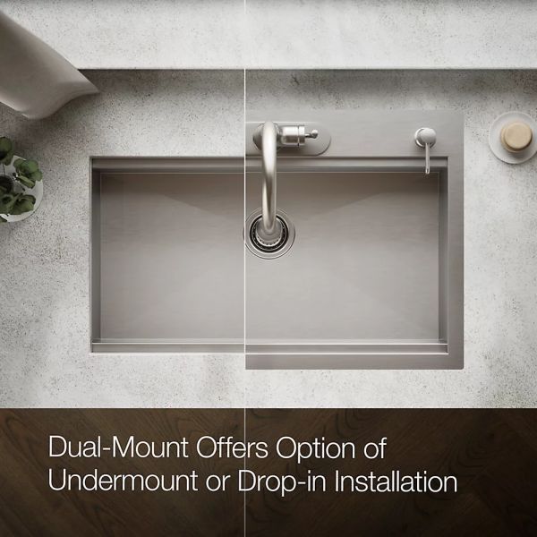 KOHLER® Lyric® Workstation Stainless Steel 33" Top/Undermount Single-Bowl Kitchen Sink-3