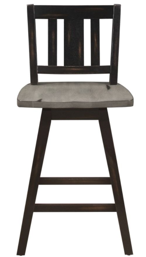 Homelegance® Amsonia Black Sand/Distressed Gray Swivel Counter Height Chair with Vertical Slat Back-2