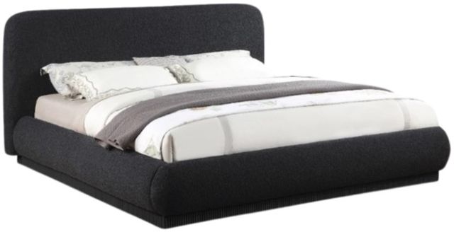 Meridian Furniture Rigby Black King Boucle Fabric Upholstered Panel Bed-0