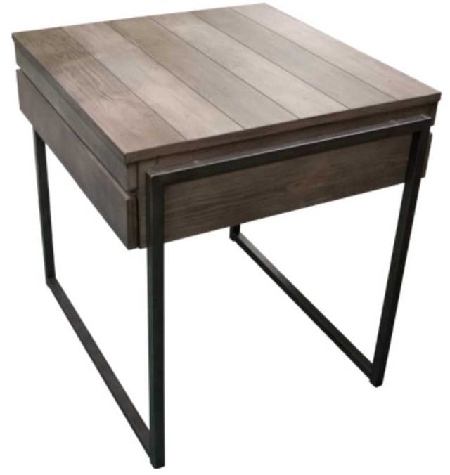 American Wholesale Furniture Noah Gray End Table with Black Base-0