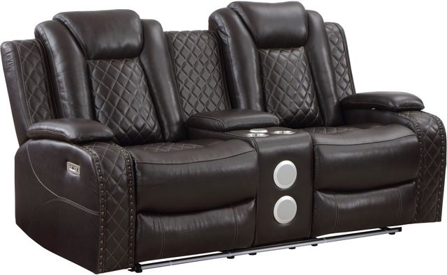 New Classic® Home Furnishings Joshua Brown Console Loveseat with Dual Recliners-0