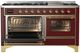 Ilve® Majestic III 60" Burgundy Pro Style Dual Fuel Liquid Propane Range with Triple Glass Door and Brass Trim-2